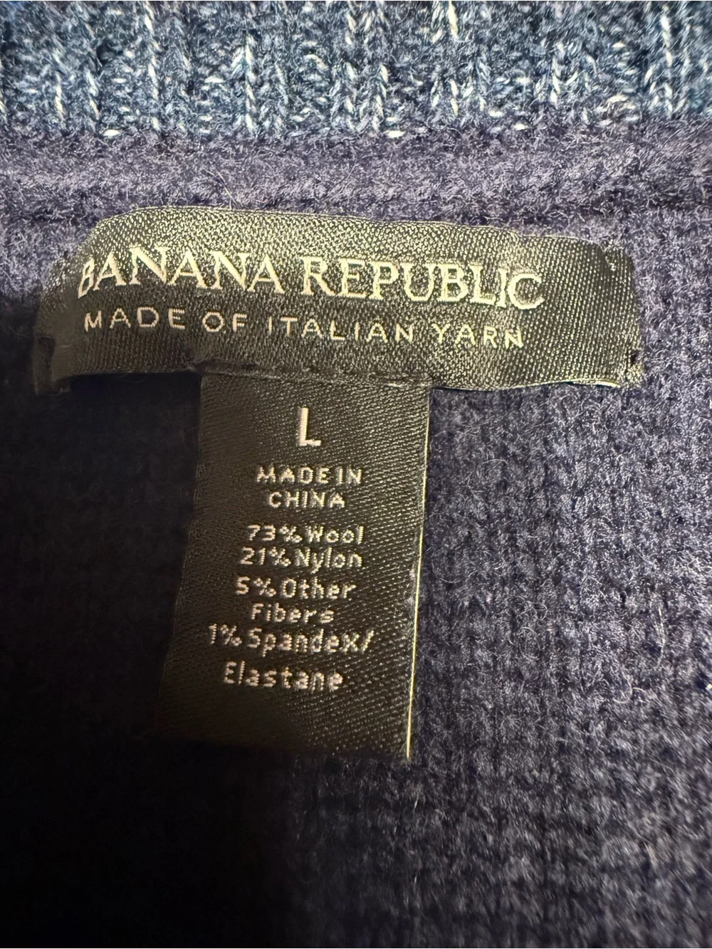 Banana Republic Wool Blend Navy Striped Fair Isle Shawl Collar Cardigan